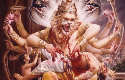 narasimha killing hiranyakashipu prahlada garlanding the lord