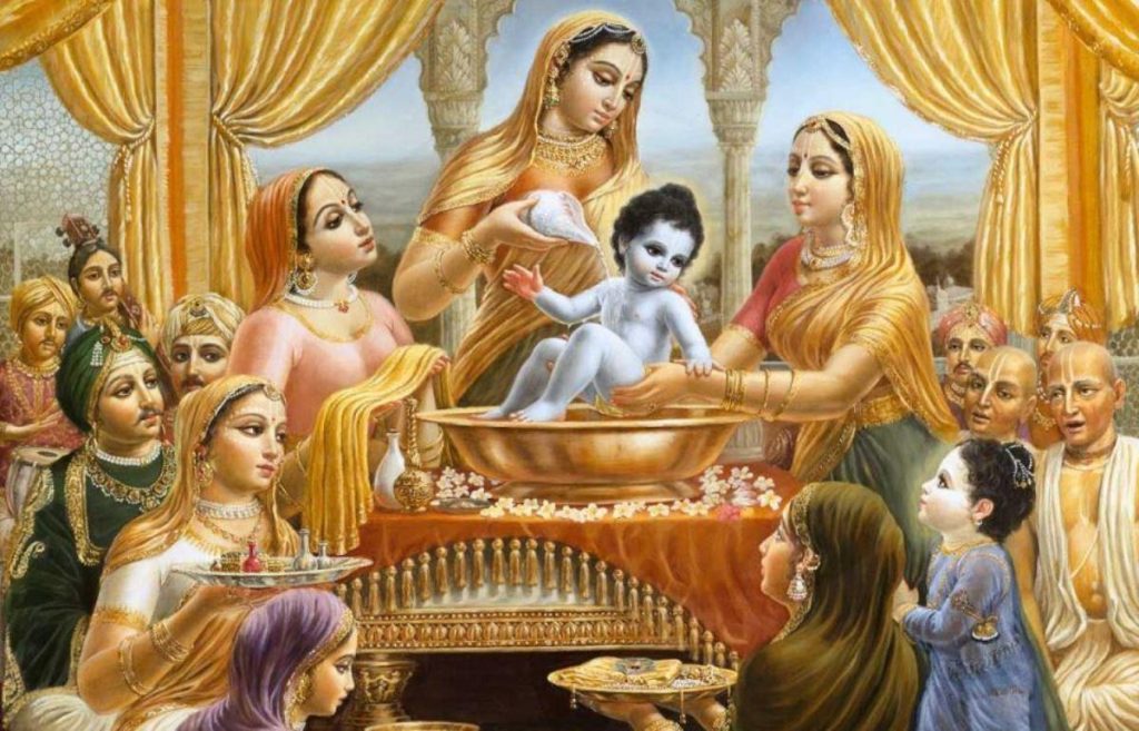 Janmashtami and Nandotsava - Joyous Festivals of Lord Krishna’s Birth 1 Mother Yashoda bathes Krishna
