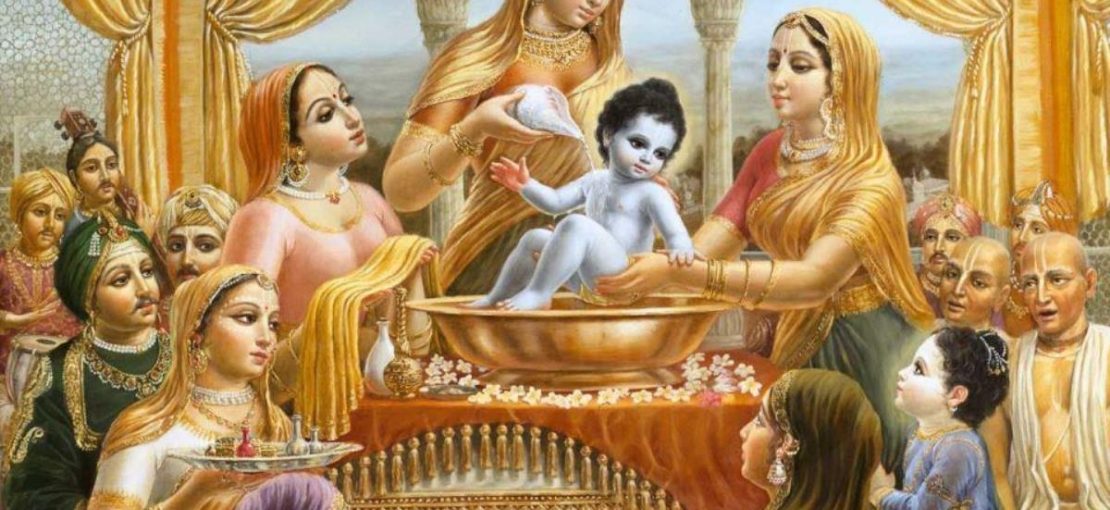 Mother Yashoda bathes Krishna