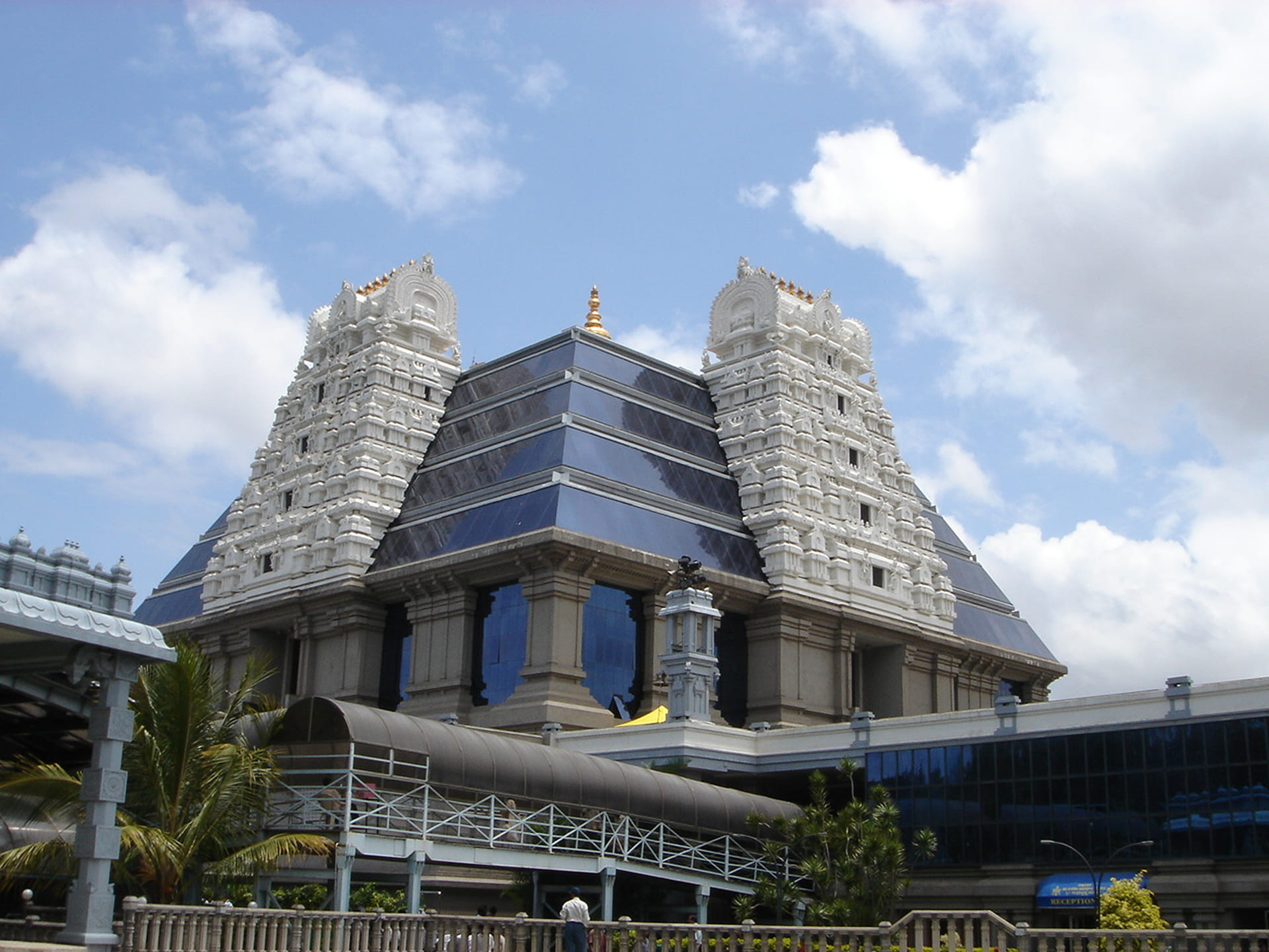 Banner image showing ISKCON temple Bangalore HK Hill overlaid with bluish gradient