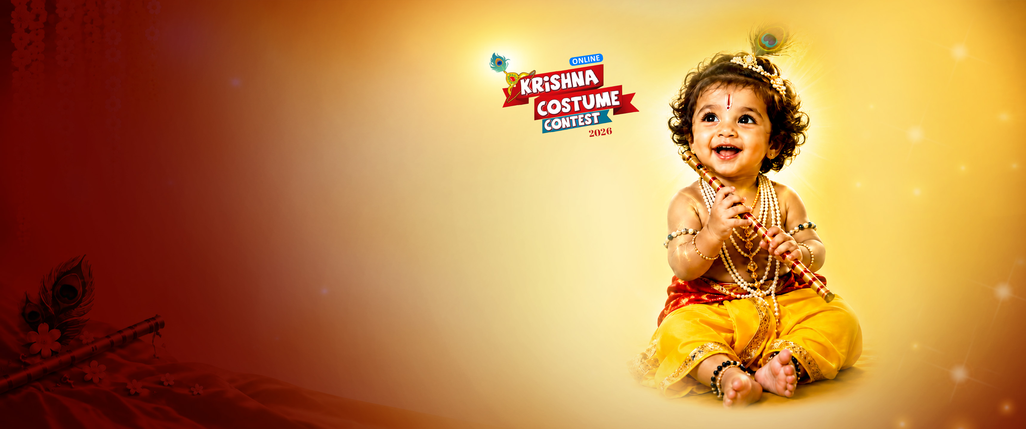 Baby Krishna dressed for the Krishna Costume Contest