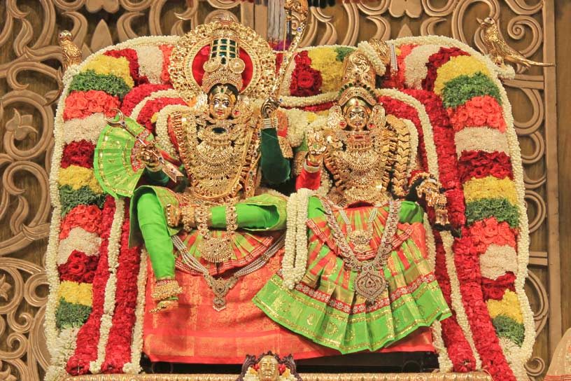 Sri Sri Radha Krishnachandra adorned in Sita-Rama Alankara