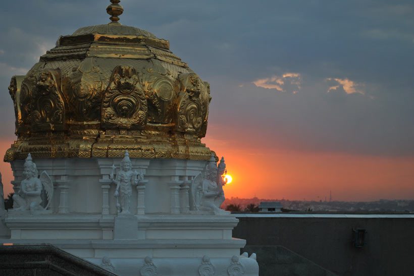 Sunset view of ISKCON Temple