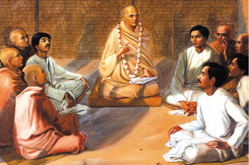 srila prabhupa mets his spiritual master srila bhakti siddhanta sarasvati thakura
