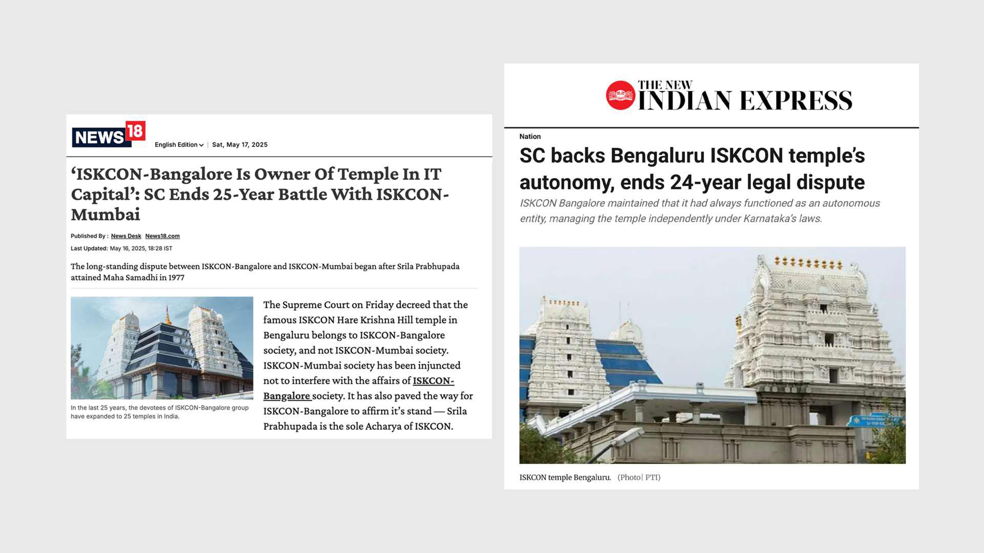 News & Media Coverage - ISKCON Bangalore